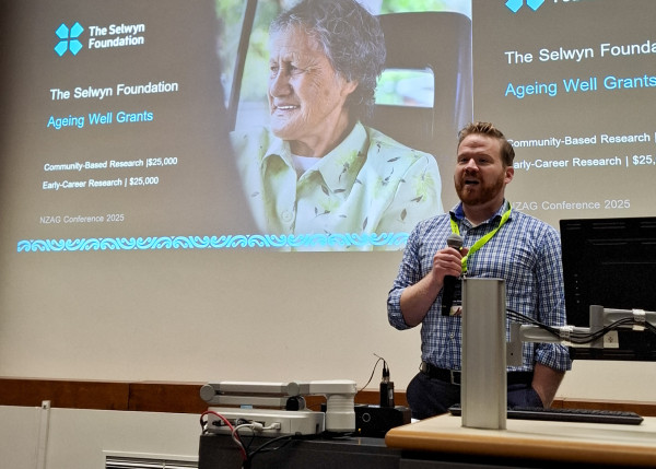 George Minton announces the new grants at the NZAG conference